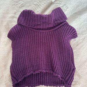Free People Rich Purple Cowl Neck Sweater